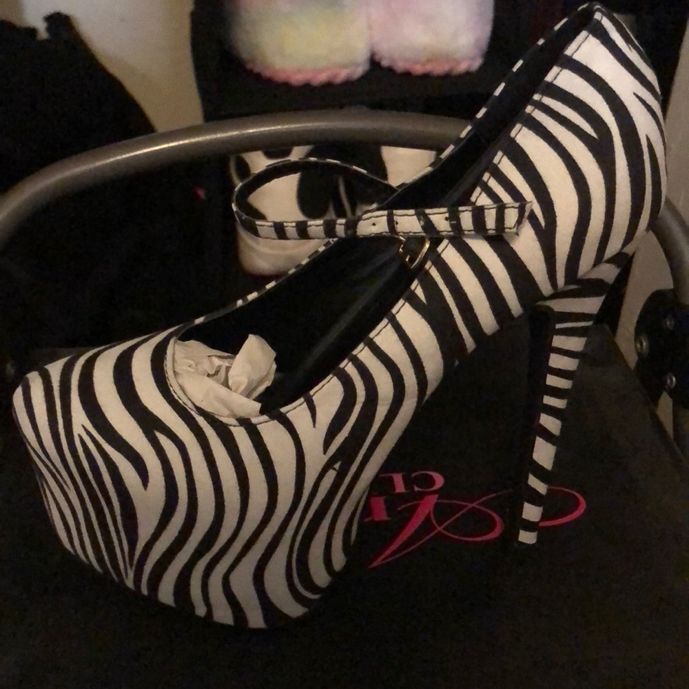 Zebra print high heels